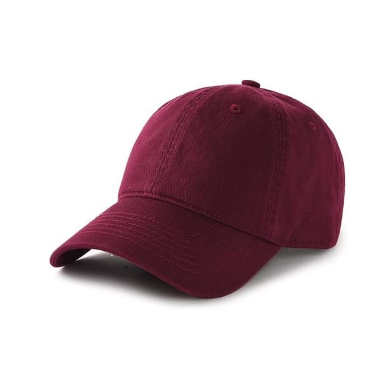 Capnity red classic cap for men and women featuring a structured crown, curved visor, and adjustable back closure for everyday casual wear.