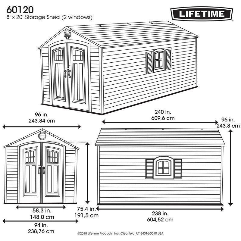 D Plastic Storage Shed 8 ft. W x 20 ft - Image 2