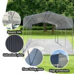 11x19FT Heavy Duty Metal Carport | Galvanized Outdoor Shelter for Cars, Boats & Parties - Image 2