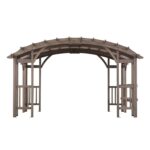 SummerCove 10 ft. x 14 ft. Light Gray Cedar Frame Arched Pergola with Shelves - Image 13