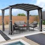 Elegant 9 x 11 ft Arched Patio Pergola Gazebo with Waterproof Sun Shade and Steel Frame - Image 2