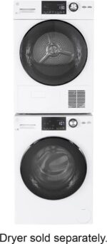 GE – 2.4 Cu. Ft. High Efficiency Stackable Front Load Washer with Steam and Sanitize – White - Image 2